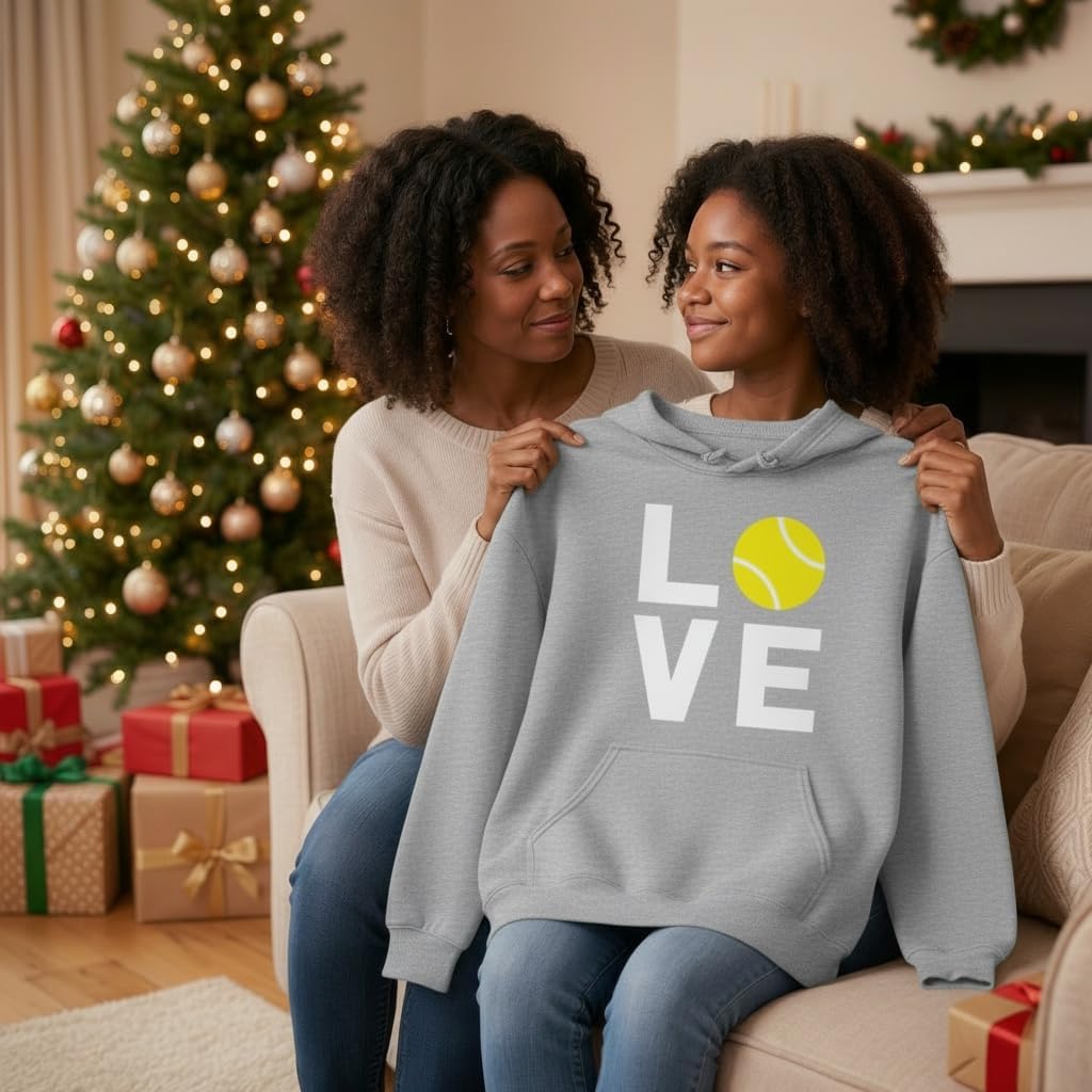 Tstars Love Tennis Hoodie Tennis Gift Idea for Players Coaches & Fans Sporty Hoodies for Women & Teen Girls