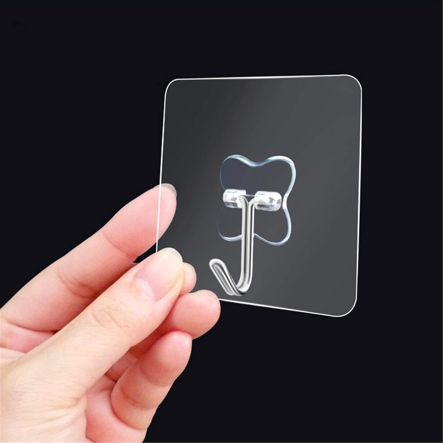 KK5 Seamless Adhesive Hooks 13.2lb(Max) Utility Stainless Steel Hook for Towel Bathrobe Coats,Bathroom Kitchen and Nail Free Transparent Heavy Duty Wall Hook & Ceiling Hanger