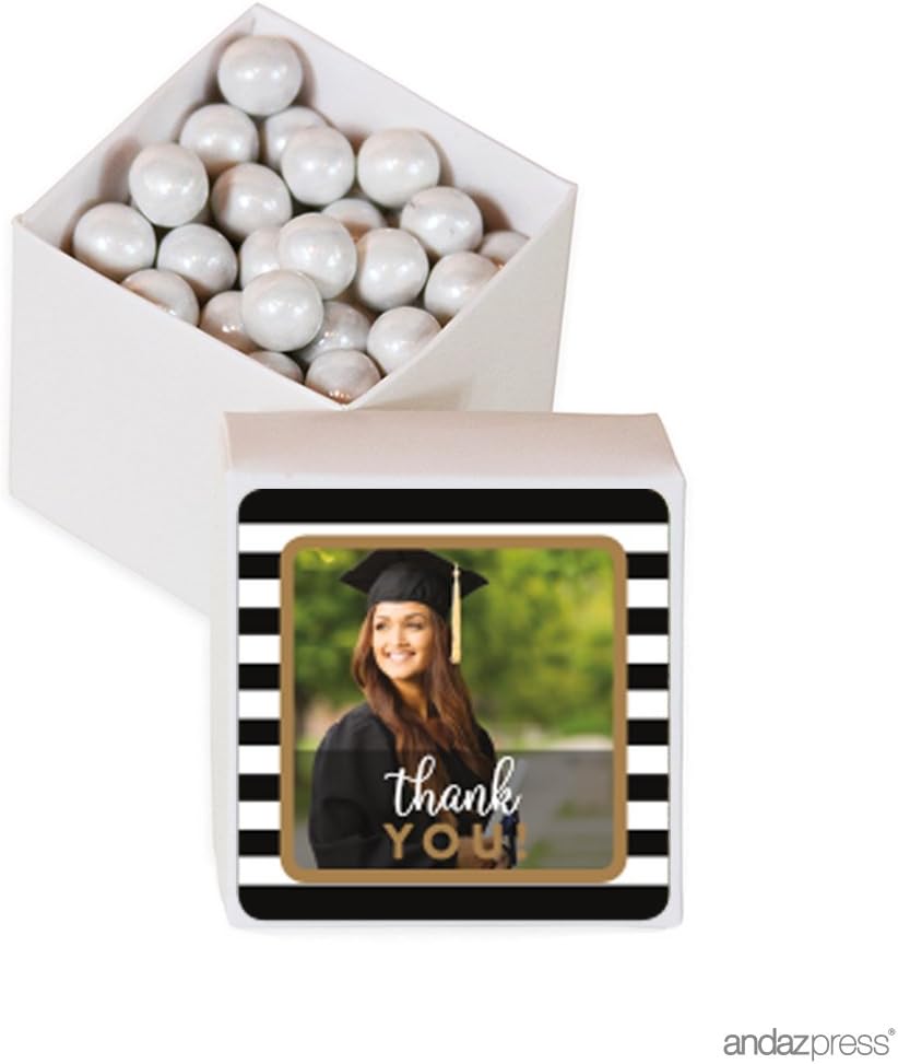Andaz Press Personalized Graduation Photo Party Collection, Favor Box DIY Party Favors Kit, Thank You, 20-Pack, Custom Image