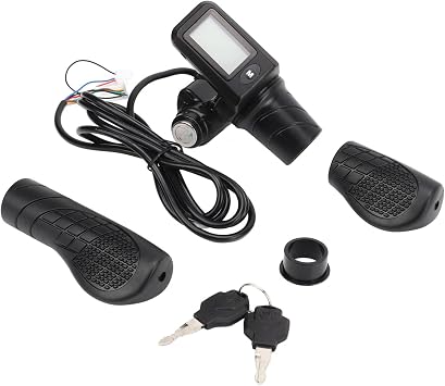 Electric Throttle Grip Set, LCD Display Panel Throttle Grip Set Bike Speed Control Scooter Accelerator Handle for 22.5mm Handleba