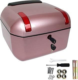 LJYT Motorcycle Tour Tail Box,Trunk Luggage Top Lock Storage Carrier Case,Sealed and Waterproof,with Universal Mounting Hardware - Can Store Helmet (Color : Rose Gold)