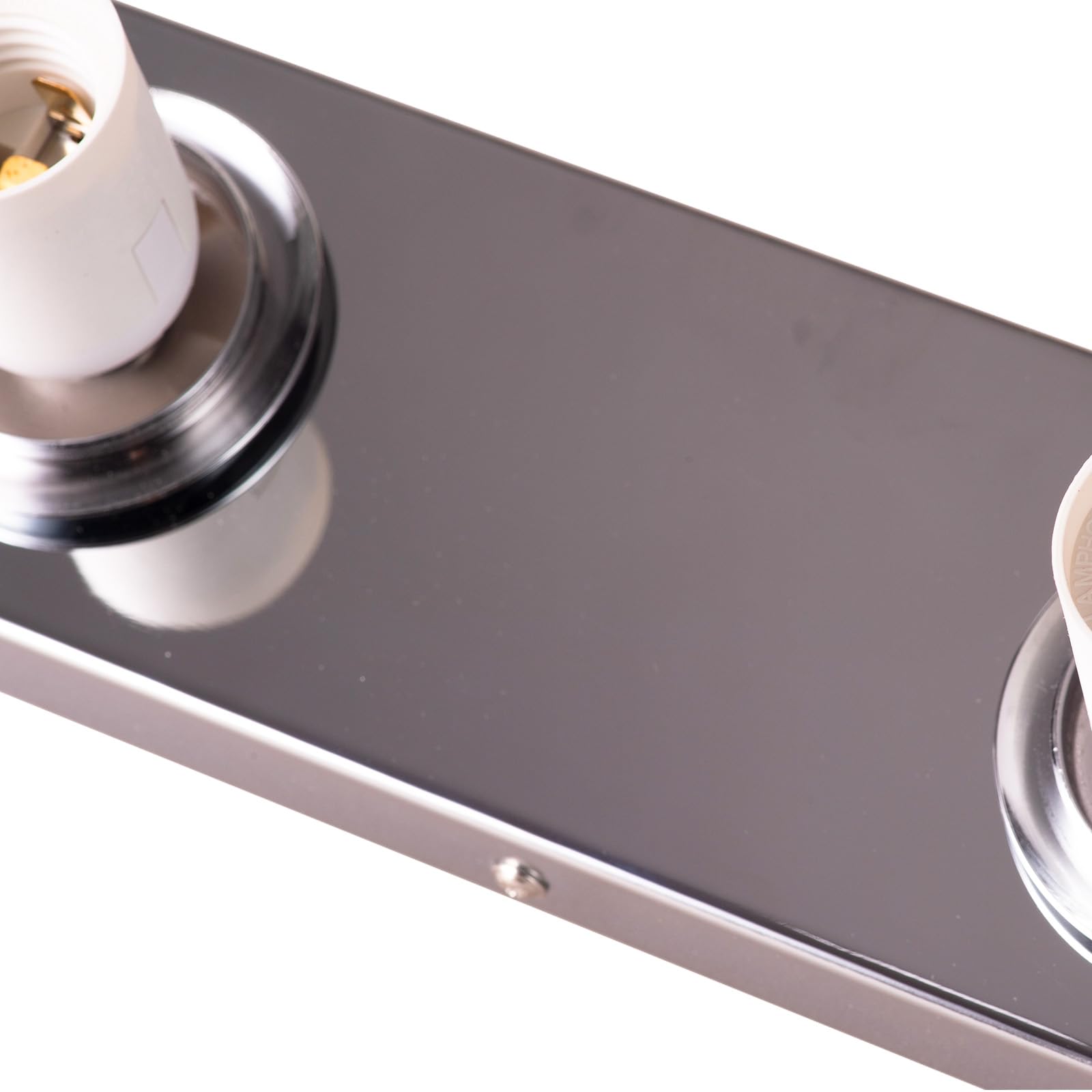 Alpinaluz Applique da parete con 2 sfere in vetro opaco Ø150 mm - Base rettangolare in metallo cromato - Stile moderno decorativo - Boccole E27 - Doppia luce per interni