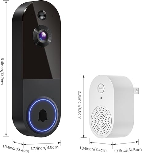 Miniatura 8 de Cámara de timbre de video inalámbrica, cámara de vigilancia inteligente para exteriores, vista en vivo, visión nocturna, audio bidireccional,