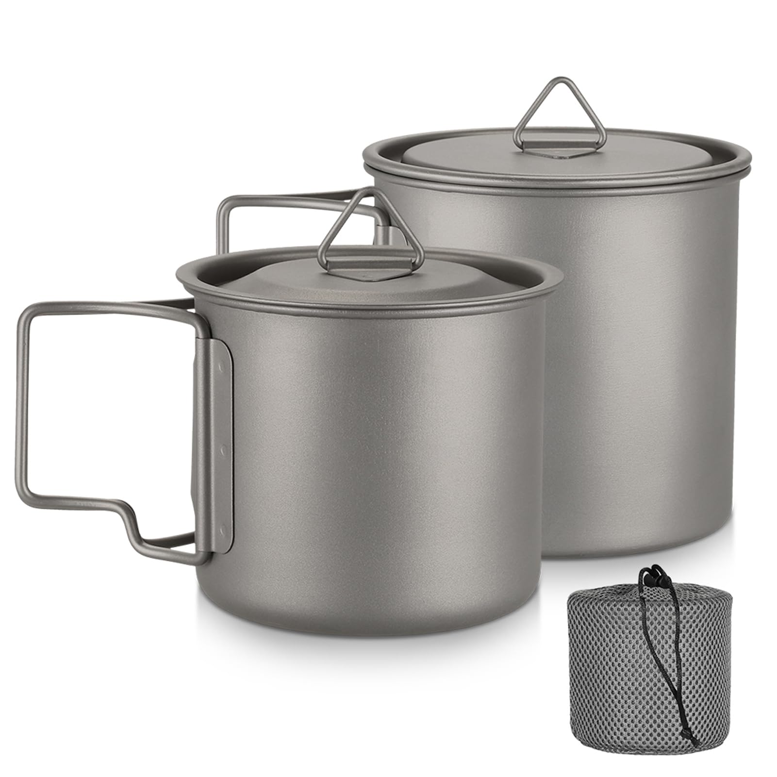 Domary Taza Taza para Acampar Al Aire con Asa Plegable y Tapa de Agua Portátil Duradera para Senderismo Mochilero Material de Picnic 300 Ml 350 Ml 450 550 650 750 (Titanio 7)