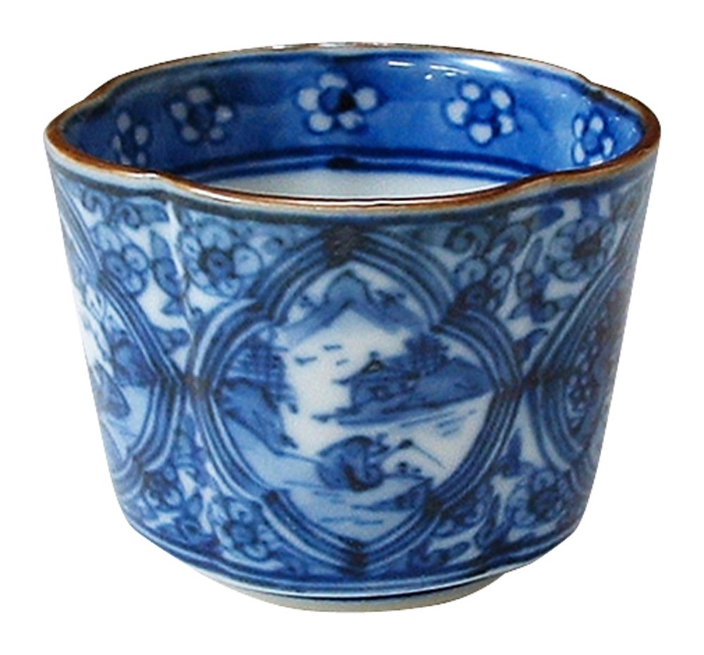 京焼　高野昭阿弥造　染付　華丸松竹梅　蓋付湯盌　湯呑み　木箱付き 京焼 高野昭阿弥造 染付 華丸松竹梅 蓋付湯盌 湯呑み