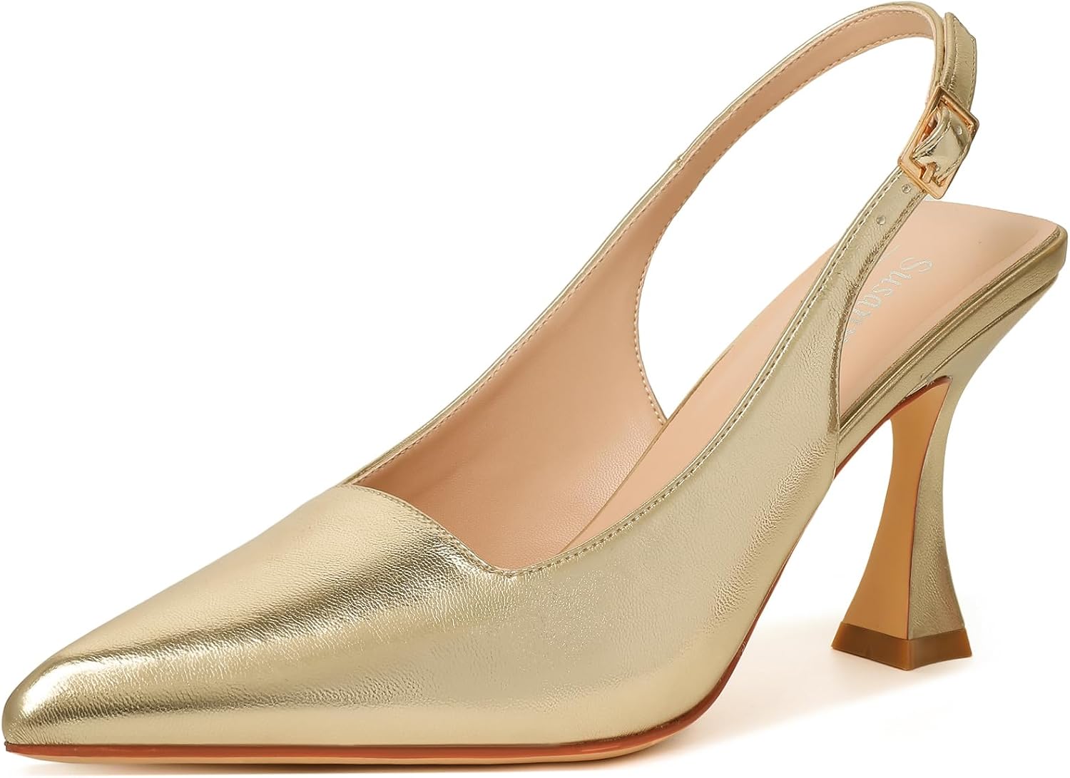 Susanny Slingback Kitten Heels Elegant Dressy Pumps for Women Closed Pointy Toe Sexy Chunky High Heels Wedding Bride Prom Party Dress Shoes