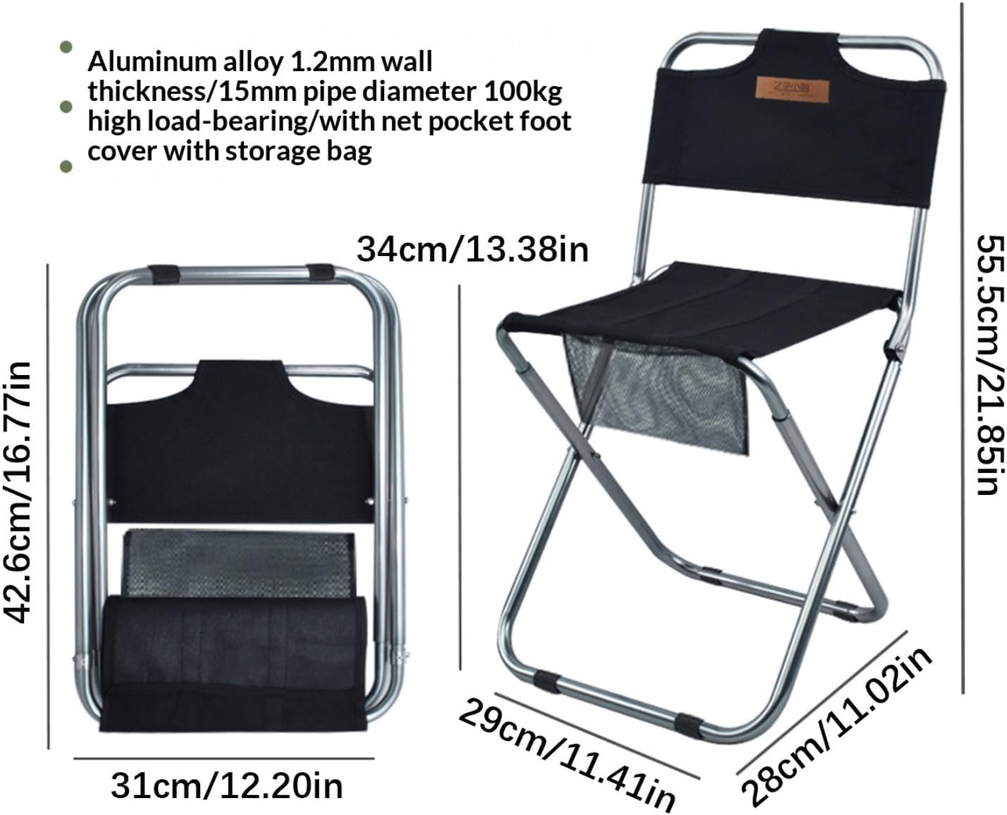 Heavy Duty Folding Camping Stool Aluminum Weight Stable All Terrains Hiking Fishing Backpacks