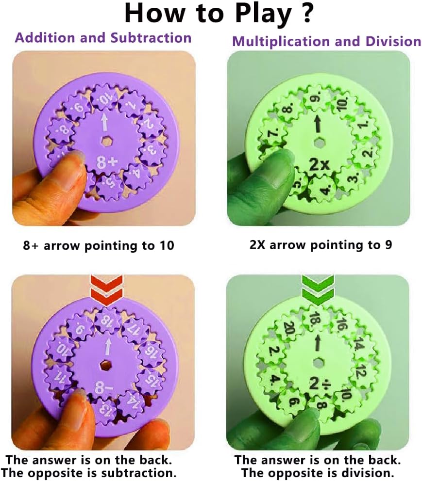 Math Fidget Spinners, Sensory Fidget Toys Multiplication for Kids, Math Facts Fidget Spinner Toys for Kids Christmas Stocking Stuffers Gifts, Math Game (Multiplication and Division)