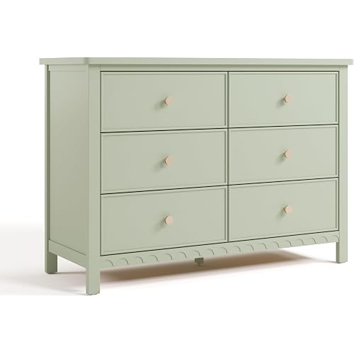 Graco Sasha 6 Drawer Dresser (Sage) – GREENGUARD Gold Certified, Wood Storage for Nursery or Kids’ Room, Safe Interlocking Drawer System & Easy Assembly with Pre-Installed Tracks