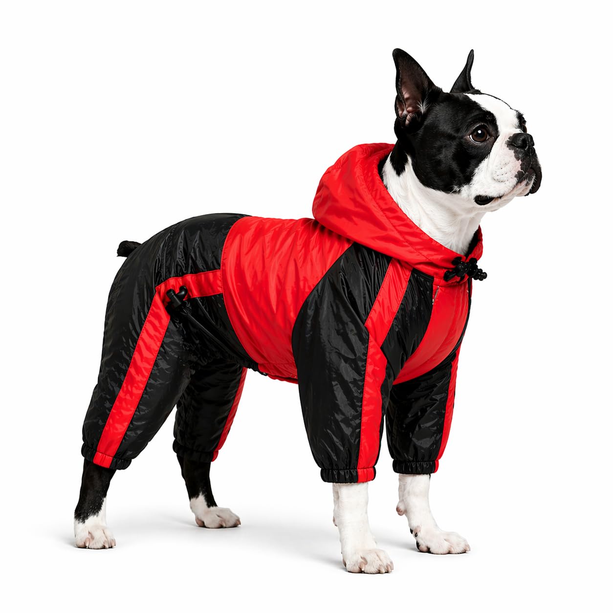 Lovelonglong Dog Hooded Raincoat, Small Dog Rain Jacket Poncho Waterproof Clothes with Hood Breathable 4 Feet Four Legs Rain Coats for Small Dogs Red XL