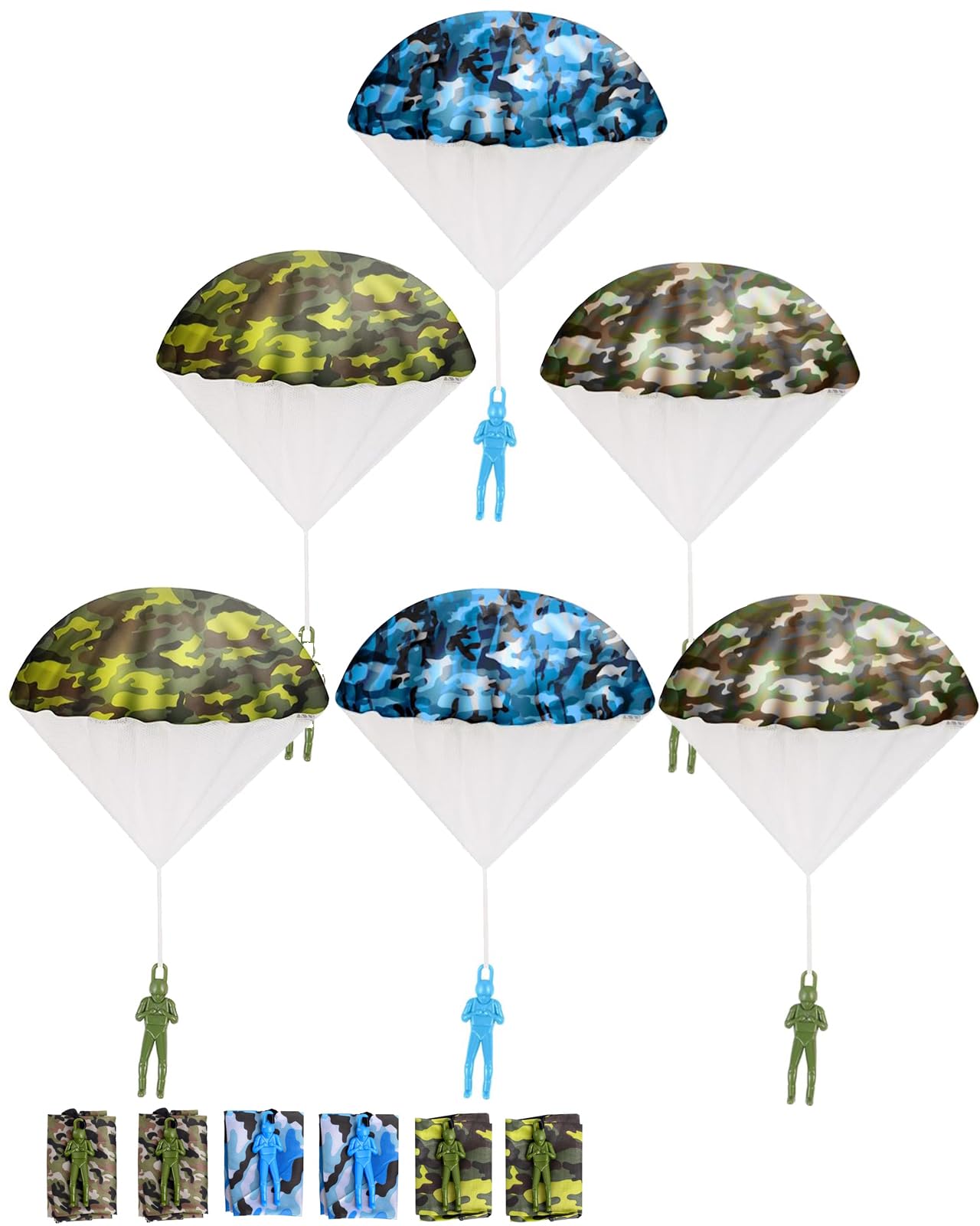 SIQUNUO Army Parachute Toys for Kids, 6 Pack Tangle Free Outdoor Toys Parachute Men for Kids, Small Toys for Kid Ages 4-8 9 10 11 12 Year Old, Outside