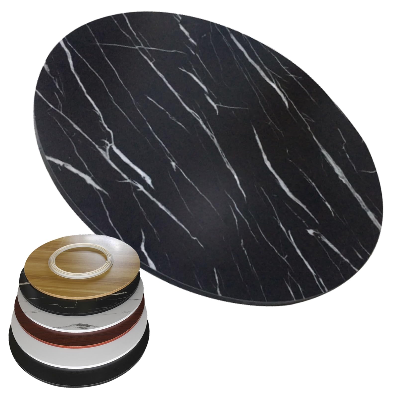 Plateau tournant en bois de 71,1 cm – Planche de service à fromage ronde avec base pivotante lisse – Finition grain de pierre noire pour comptoir de cuisine et garde-manger – Idéal pour le