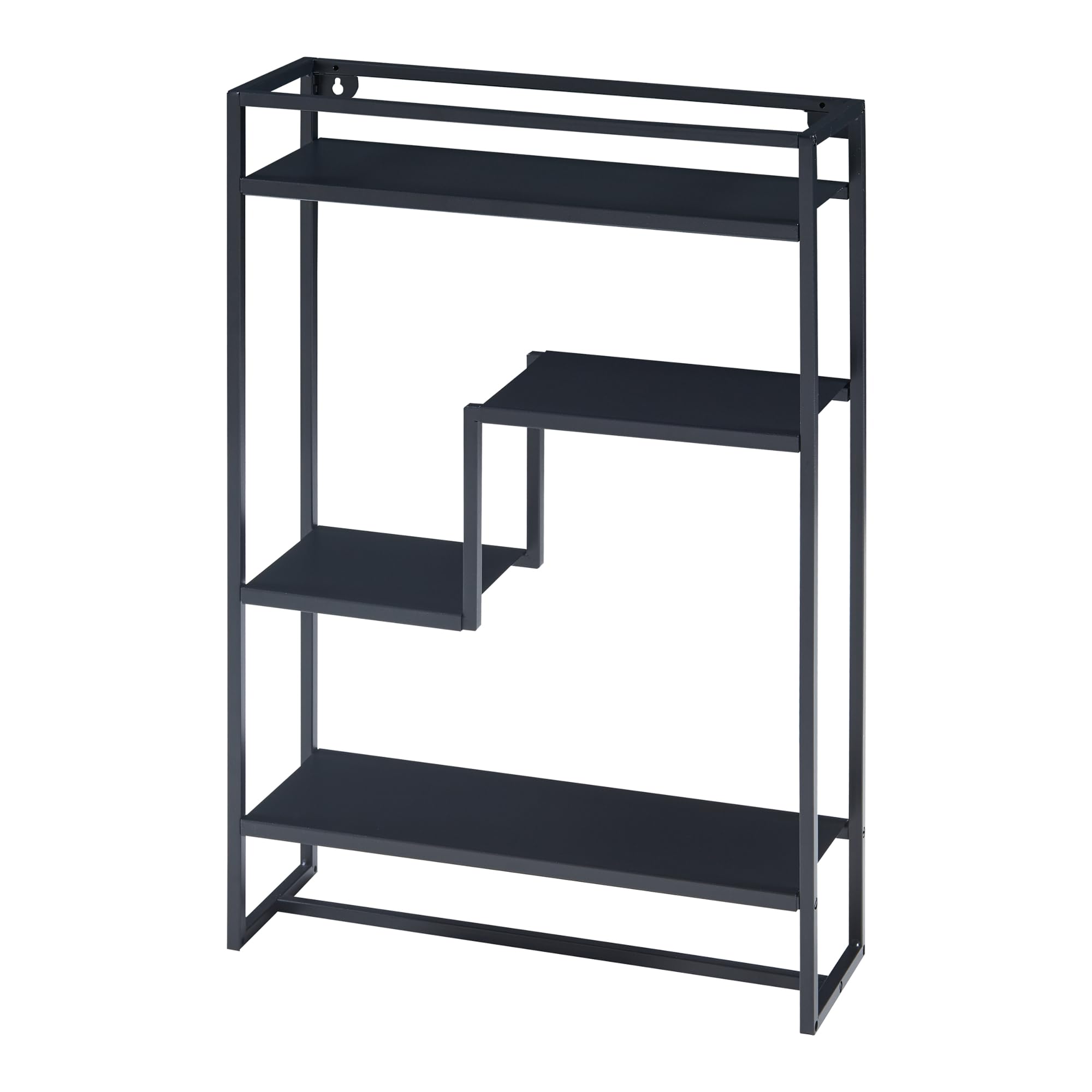 [en.casa] Wandregal Uurainen Badezimmerregal mit Handtuchstange Hängeregal Metall Badregal Küchenregal Gewürzregal 60 x 40 x 13 cm Schwarz