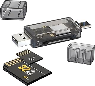 Memory Card Reader | TF Card Reader Portable Transparent USB 3.0 Flash Memory Card Reader,Memory Card Reader Type C Adapter Card for PC, Laptop Yechun