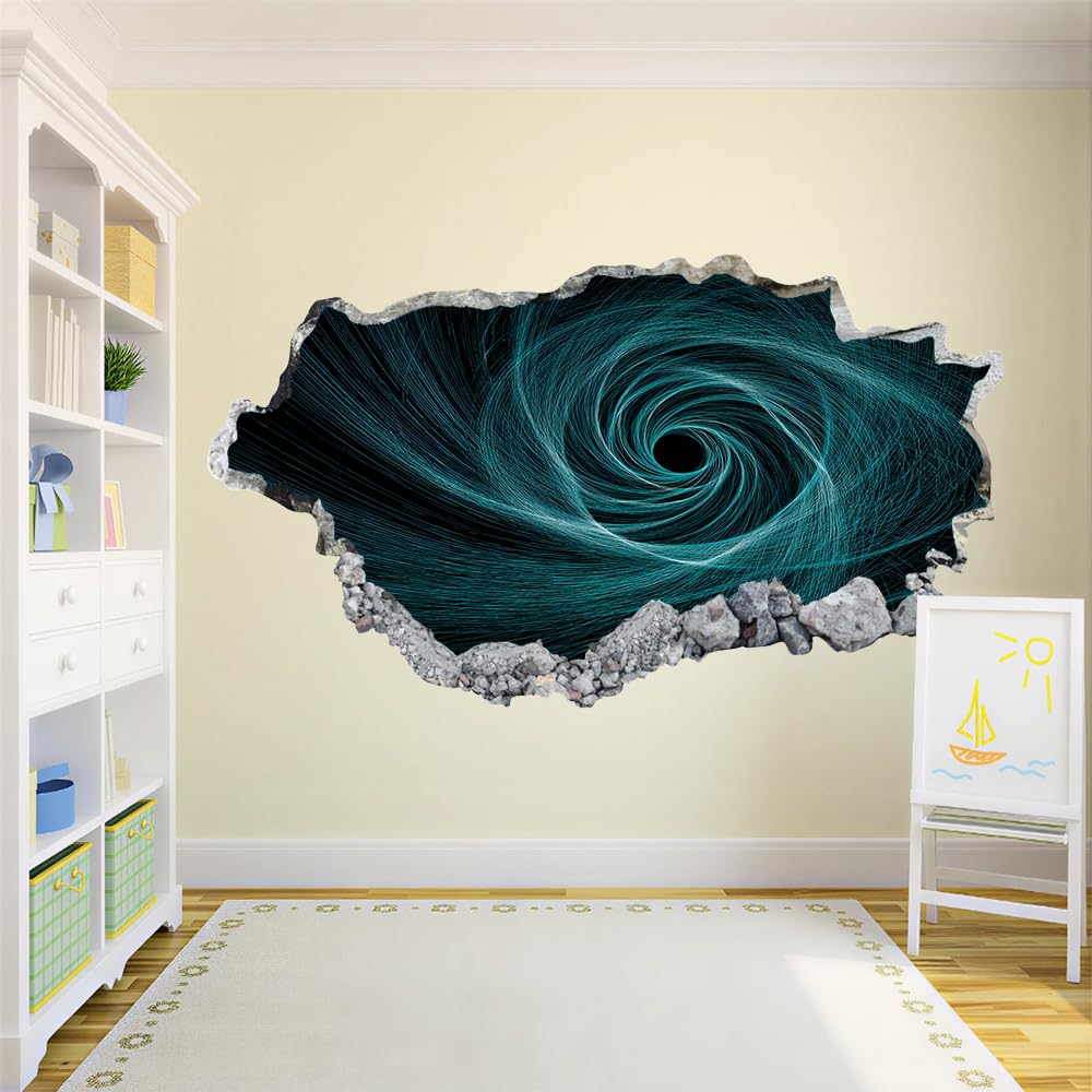 3D Wandaufkleber, Strudel Durchbruch Wandtattoos Deko Wand Selbstklebend Abstrakte Kunst, Wand Aufkleber Wanddurchbruch Wandsticker für Zuhause, Badezimmer, Schlafzimmer, Wohnzimmer