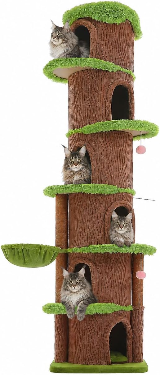 Vesper Vesper V-High Base Modern Cat Tree with Walnut Finish and Memory Foam Hammock