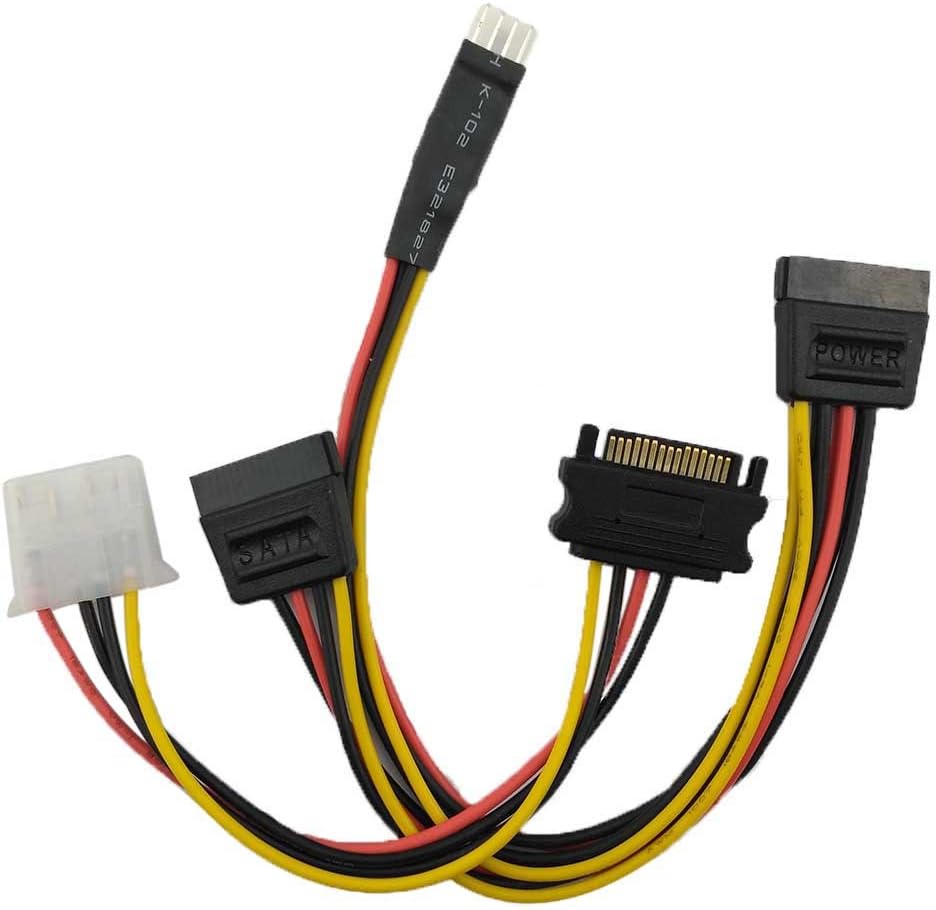 XinYS Small 4Pin Male to 2 x Female Sata+ 15P Sata Serial ATA Male to Molex IDE 4 Pin Female M-F Hard Drive Adapter Power Cable Line PowerPower Cable