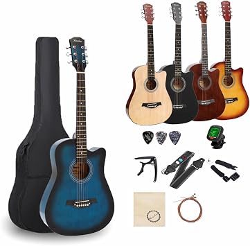 Acoustic Guitar Set, 38 Inches, For Beginners, Acoustic Guitar, Baswood & Techwood Material, Practice, String Musical Instrument, Folk Guitar, Steel Strings, Stylish, For Elementary Students, Adults, Popular