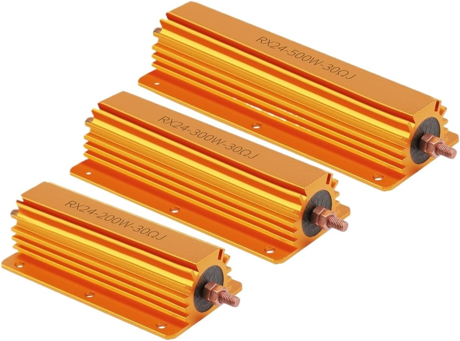 2Pcs 10W 25W Aluminum Power Metal Shell Wirewound Resistor RX24 0.1R~10K 1 2 3 5 6 8 10 20 100 150 ohm Gold Resistors(10W 0.75R)