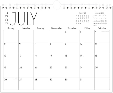 Calendar 2026-2027 - Wall Calendar from July 2026 to December 2027, 2026-2027 Hanging Calendar with Holiday Marked, Premium Paper for Organizing, 8.5 x 11,Black Large Word