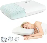 Travesseiro padrão premium, almofada de resfriamento respirável com sensação de gelo com suporte ventilado para enchimento de esponja, travesseiro de espuma viscoelástica estilo travesseiro de