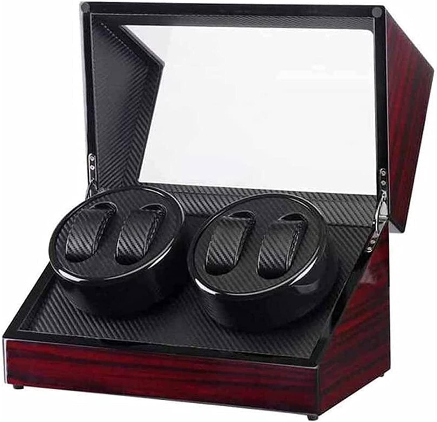 TIANQIHAO Auto Wooden Watch Winder Storage Box Winder Shaker Case Transparent Cover Wristwatch Box Single Double Head Motor,C