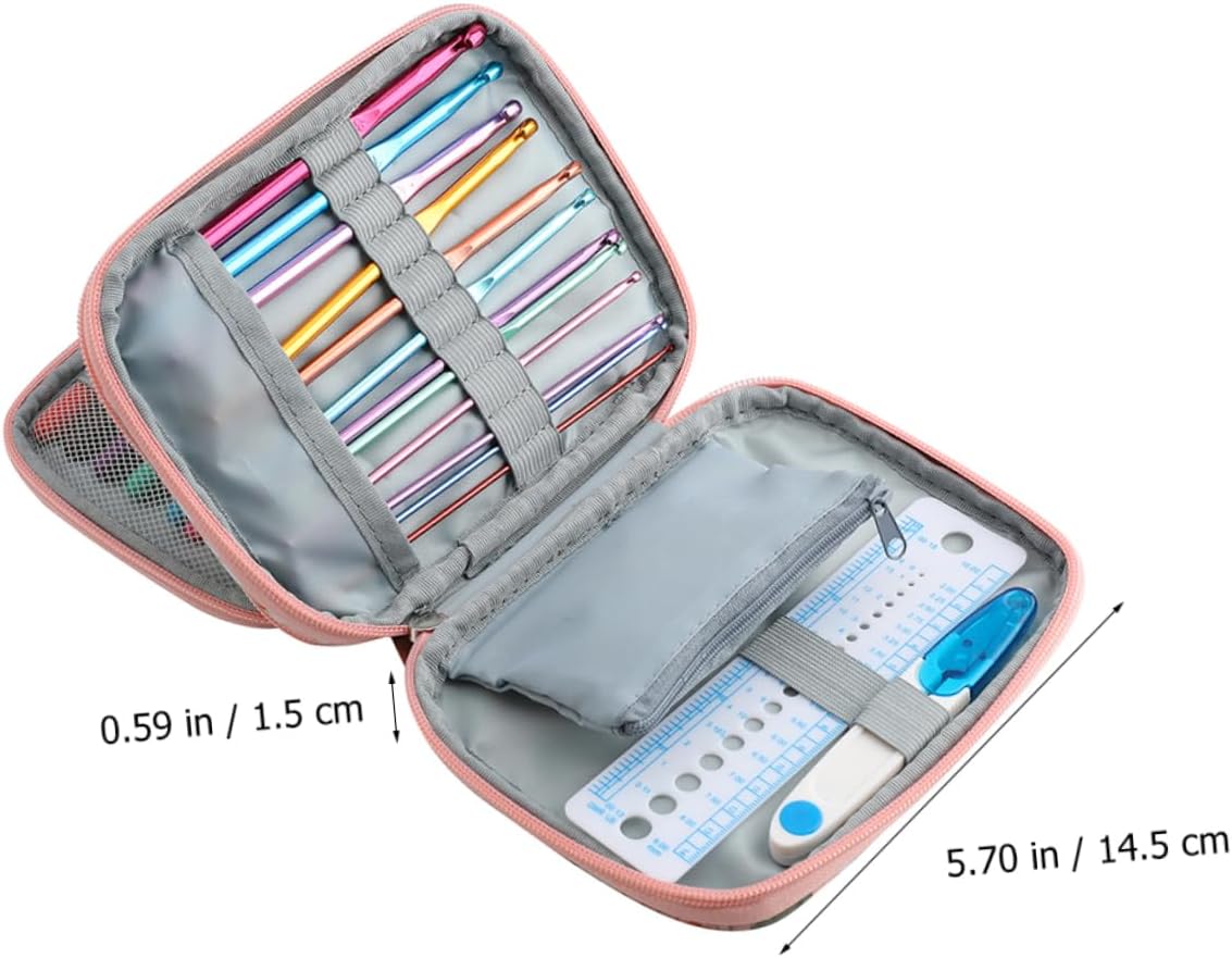 Uonlytech Colorful Crochet Hook Set with TPR Soft Grip Handles DIY Knitting Kit for Craft Lovers Includes Aluminum Crochet Needles and Storage Bag for Easy Organization