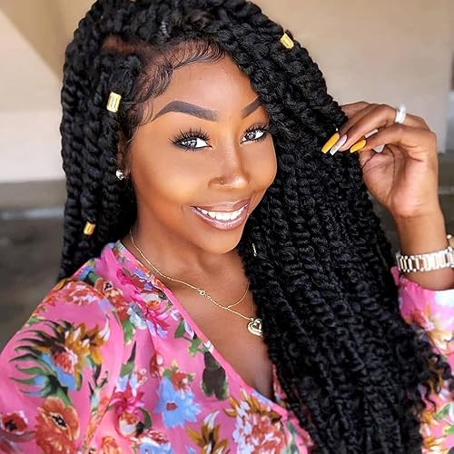Miniatura 42 de 8 paquetes de extensiones de cabello sintético pretrenzado y prerrizado de ganchillo de 14 pulgadas, con rizos de pasión, para mujeres negras