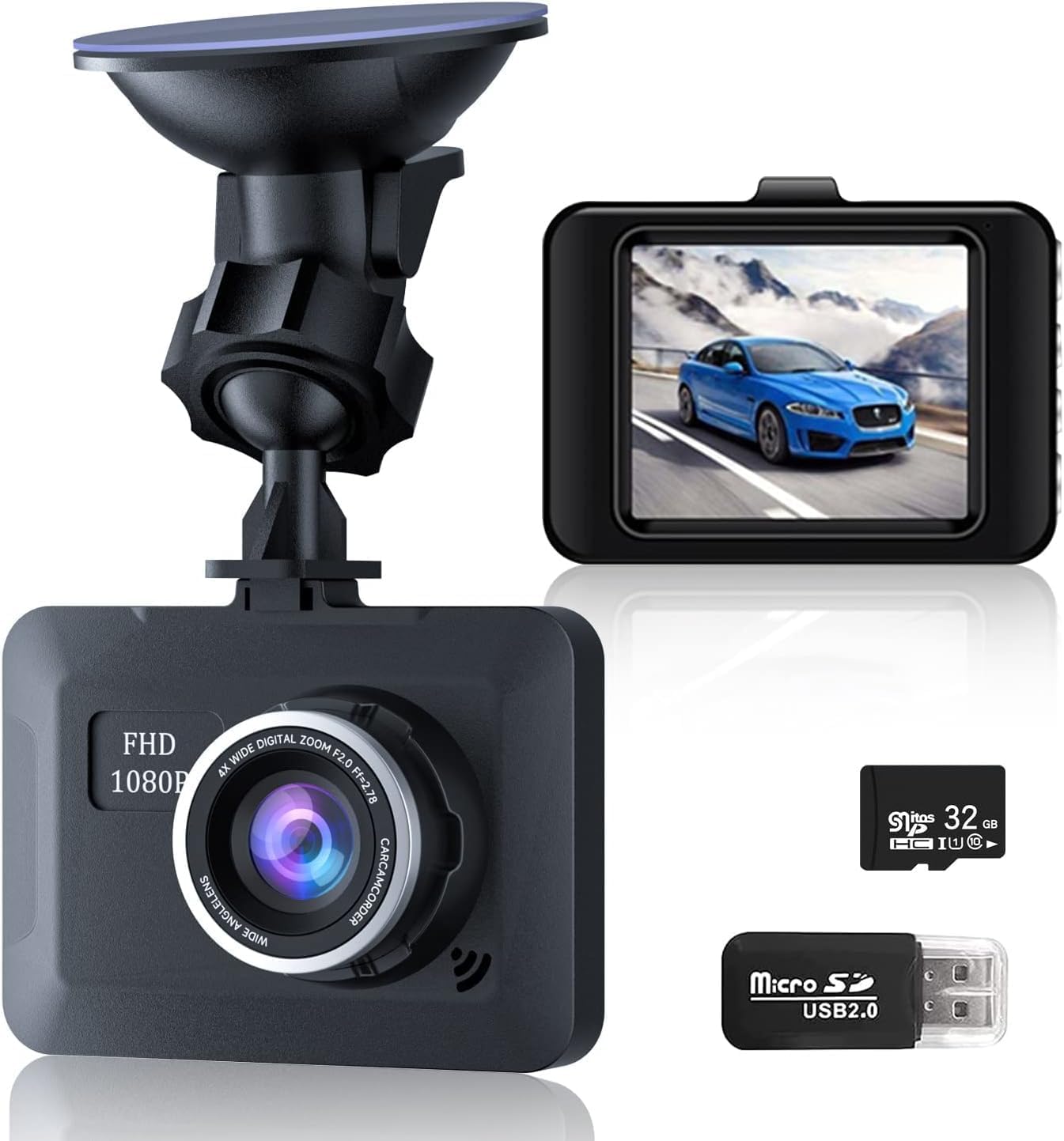 Dashcamera voor en Achter, 360 Graden Roterende Auto-dashcamera, 1080P HD Loop-opname, Brede Kijkhoek IR, Nachtzicht voor Voertuigen (ASHATAiu1bvorc54 -11