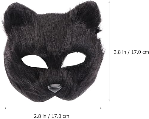 Miniatura 2 de TOYANDONA Máscara de felpa de Halloween, máscara peluda de Therian, máscara de lobo de media cara, máscara de animal de Halloween, máscara de