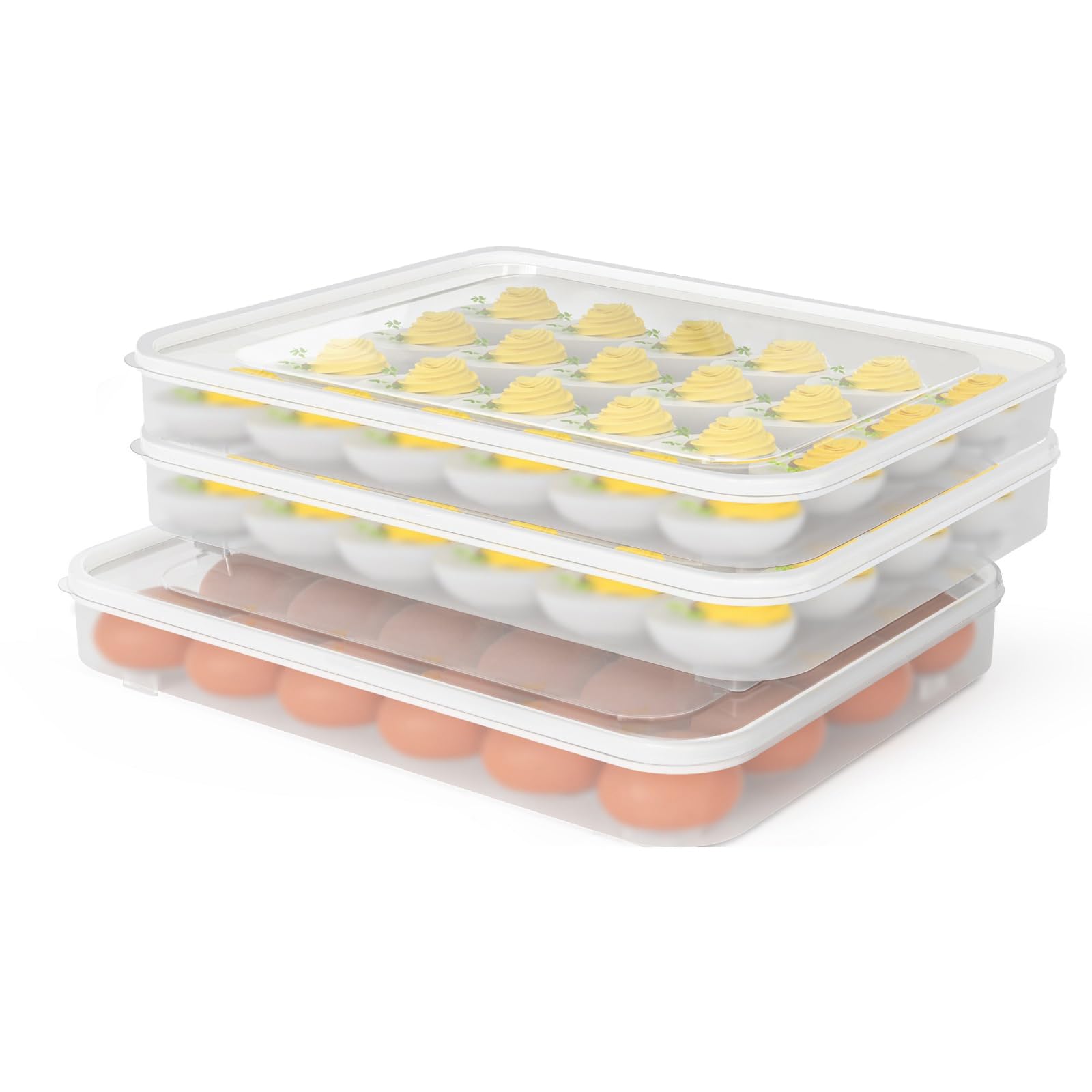77L Deviled Egg Containers with Lid, (Set of 3), Plastic