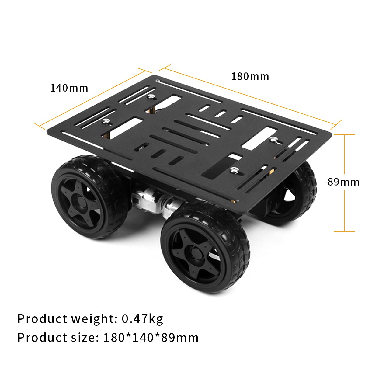 LewanSoul 4WD Smart Chassis Car Kit with Aluminum Alloy Chassis, TT Motor, 66mm Wheels, Robotic Moving Platform (Black, Unassembled) - Image 6