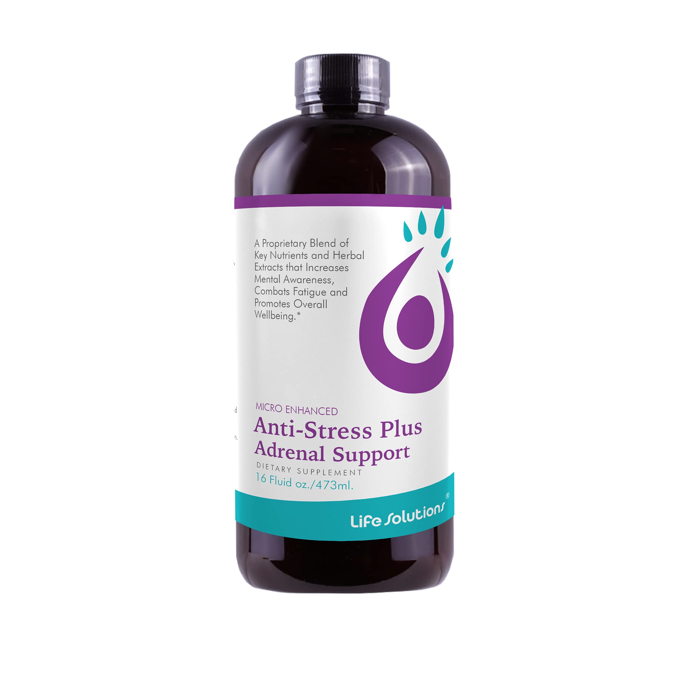 Life Solutions Anti-Stress Plus Adrenal Support | Professionally Formulated | Completely Natural | Liquid Dietary Supplement