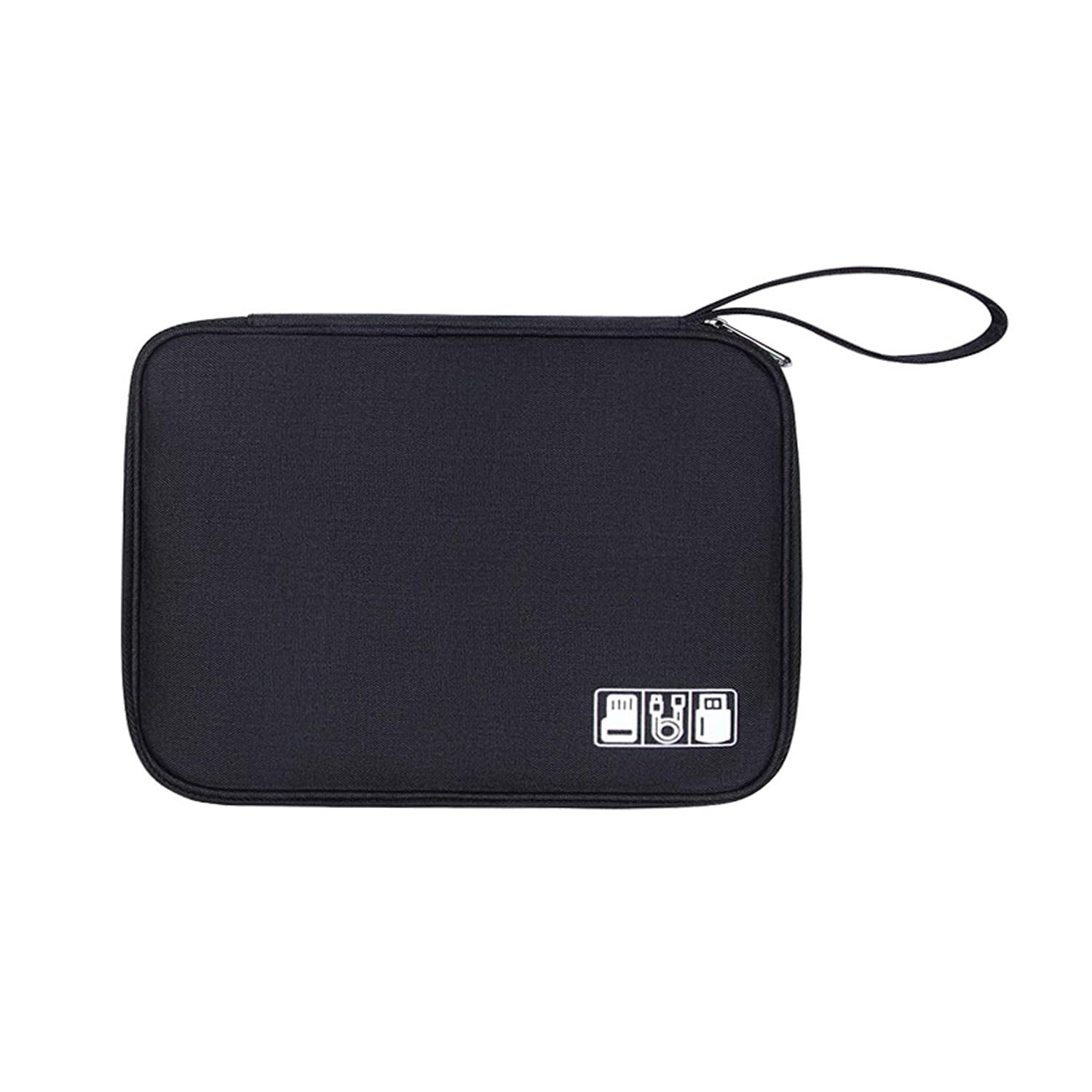 Kaelosyn Men's Black Travel Cable Organiser Bag – Compact Tech Pouch, Waterproof Cable Organiser For Electronics, Travel Essentials Storage Case, Universal Travel Wallet For Gadgets, Chargers & Cords (24X17x3.5cm)