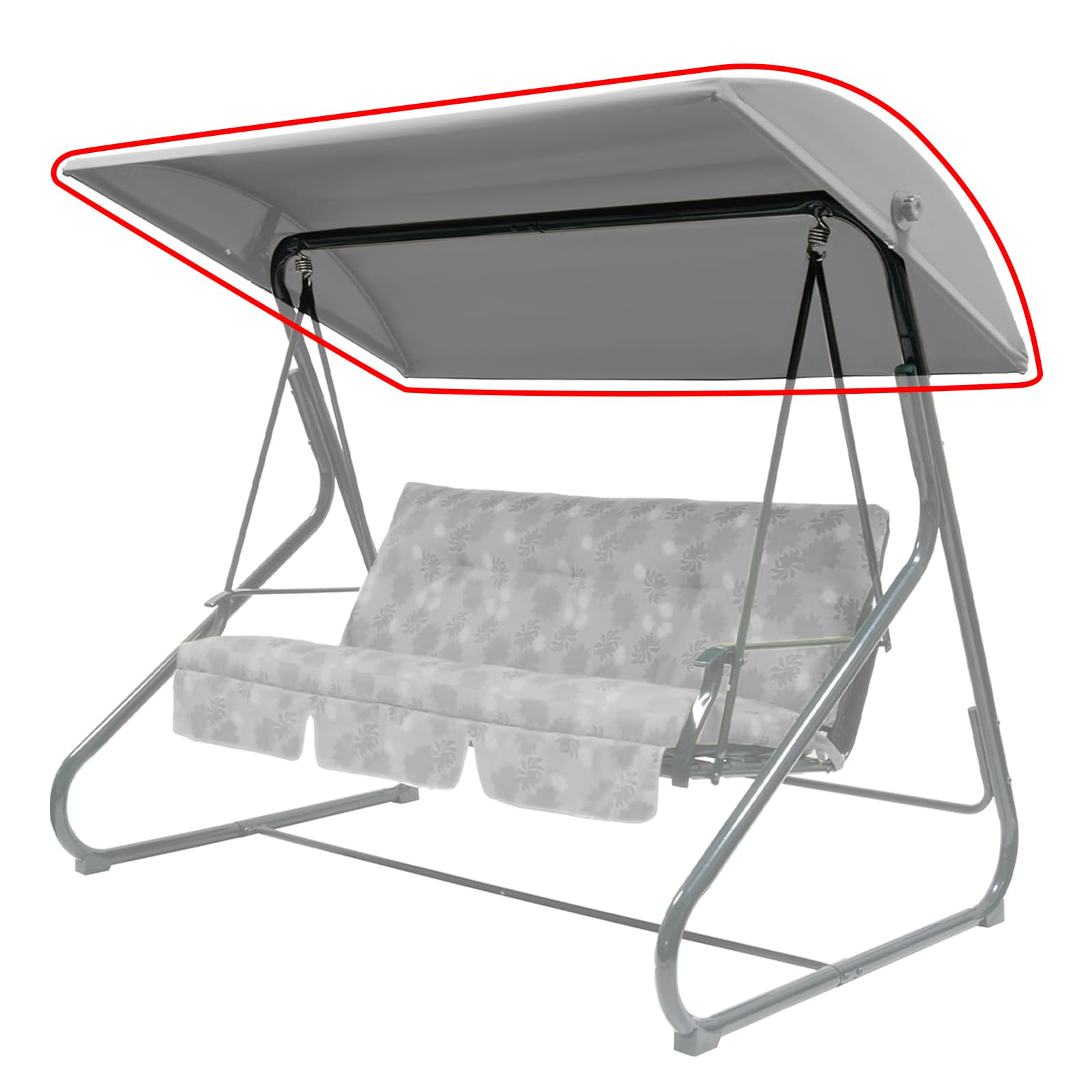 WingFly Replacement B&Q Colorado 3 Seater Garden Swing Hammock Canopy Top Cover Only, For Swing Garden Hammock (Grey 204 * 117)
