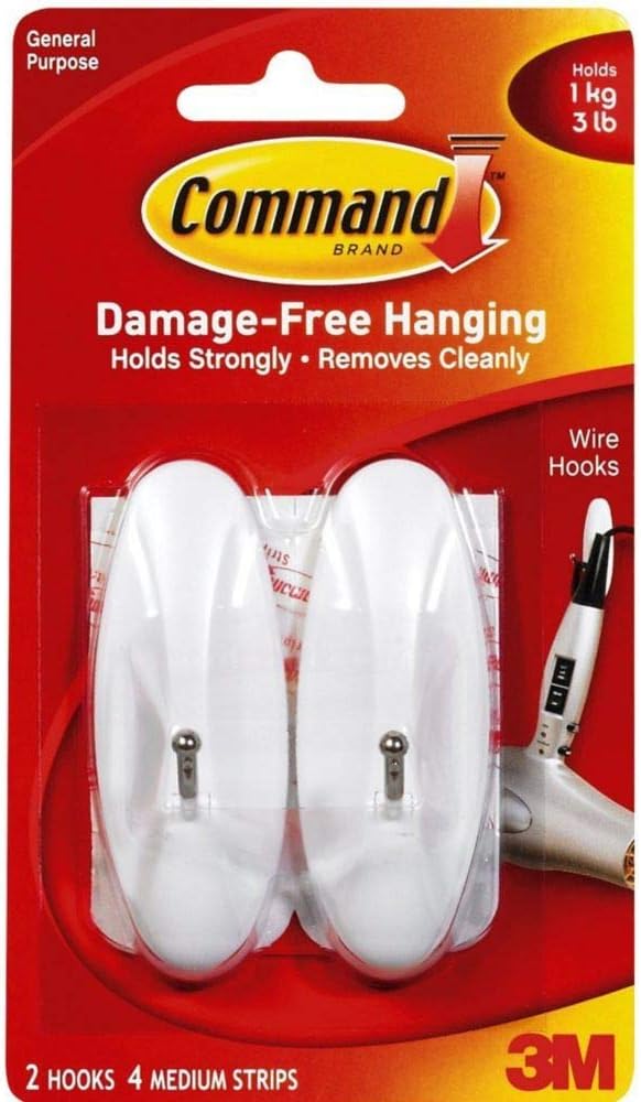 Command Strips 17068 Medium Command Wire Hooks 2 Count