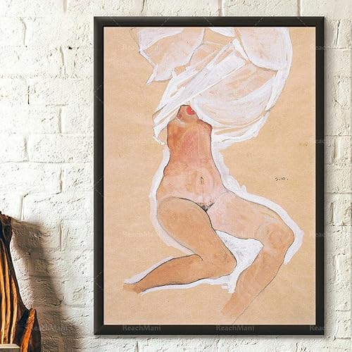 Egon Schiele - Lienzo decorativo para pared, diseño de chica desnuda, impresión vintage abstracta, cuadro decorativo para dormitorio, cuadros de