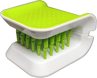 Openable BladeBrush Knife and Cutlery Cleaner Brush, Silverware Scrubber, Bristle Scrub for Kitchen Washing, Non-Slip, U-Design,Green,Retractable (KCCB-O) (1)