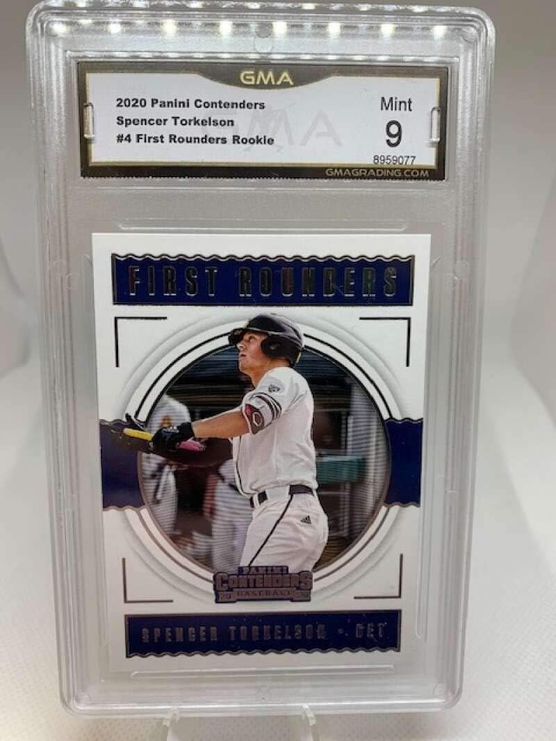 GMA Mint 9 - #8959077 2020 Panini Contenders First Rounders - #FR-4 Spencer Torkelson Detroit Tigers Professionally Graded MLB Baseball Trading Card.