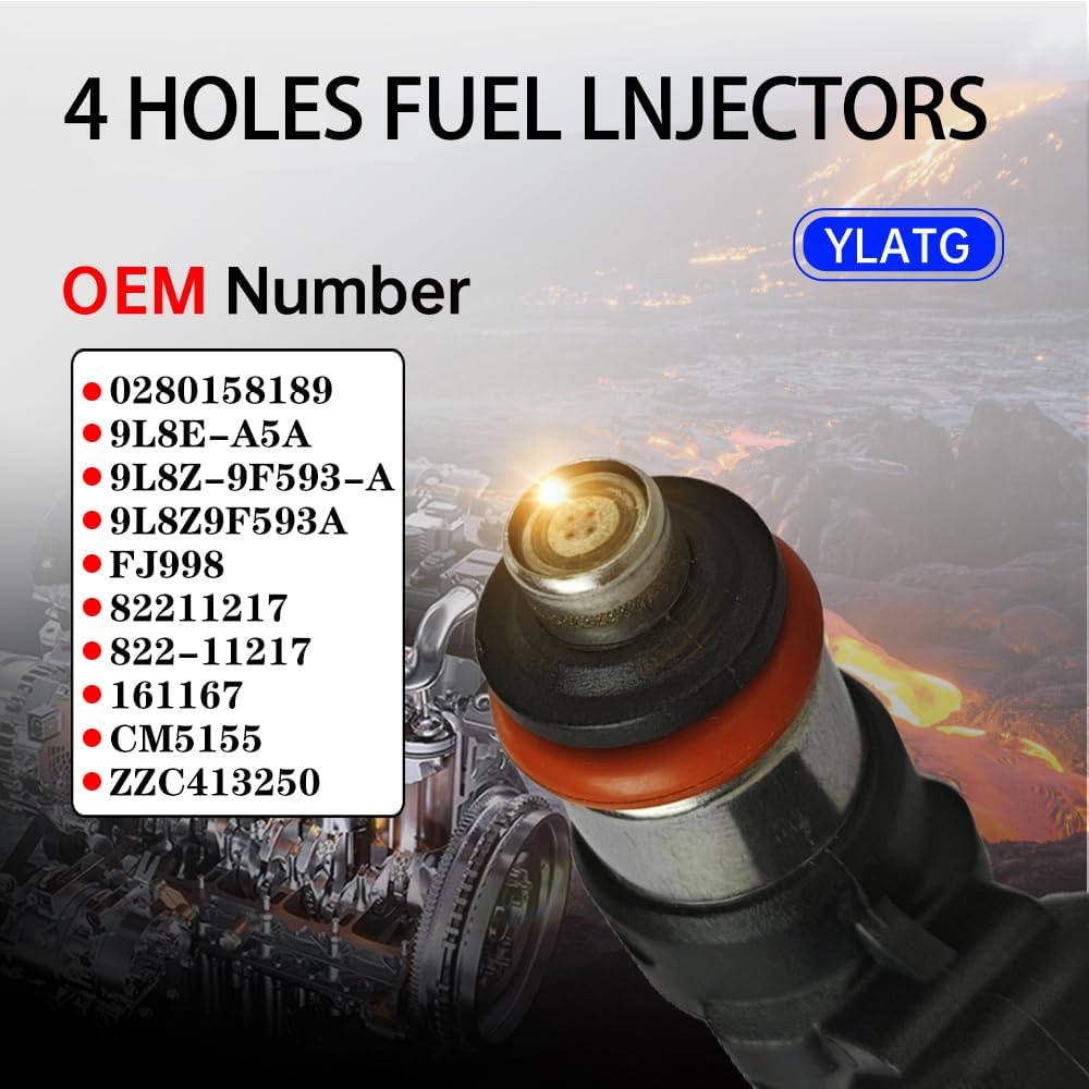 YLATG Fuel Injectors for Ford Escape 2009-2012,Fusion 2009-2012.For Mazda Tribute 2009-2011. For Mercury Mariner 2009-2011,Milan 2010-2011 3.0L 0280158189 (6 pcs)