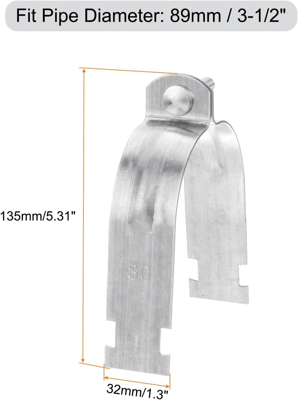 uxcell 3-1/2" EMT Strut Clamps Steel for Rigid Conduit and Pipe 6Pcs Universal EMT Strut Clamps with Bolt and Nut for Rigid Conduit and EMT
