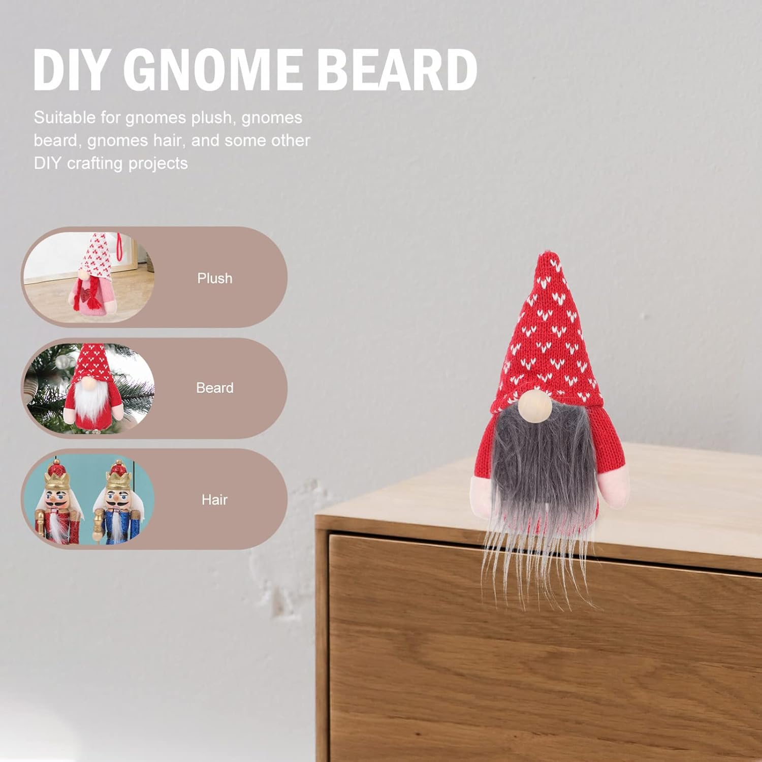 ifundom 5 Sets Gnome Making Material Pre-Cut Beard Beard Trim Kit Braids for DIY Projects