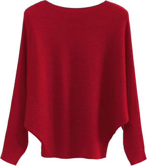 FULIER Dekolt w łódkę, rękawy typu batwing Dolman, luźne dzianinowe swetry i swetry, topy dla kobiet, jeden rozmiar