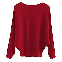 FULIER - Maglione Dolman da Donna, con Maniche a Pipistrello e Scollo a Barchetta