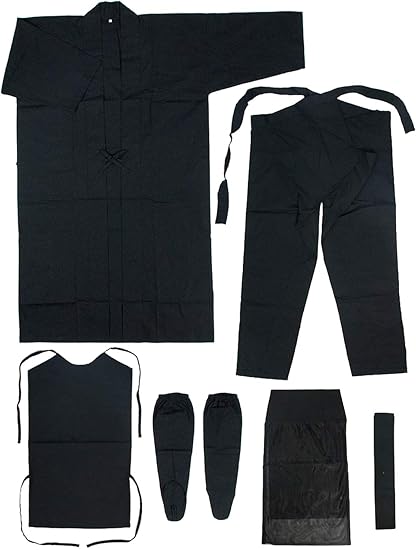 Amazon Kyoetsu メンズ 黒子衣装 6点セット 頭巾 着物 股引 腹掛 帯 Us サイズ Large カラー ブラック 民族 衣装 通販