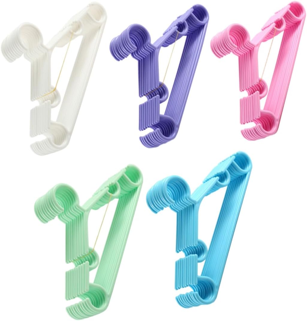 50pcs Clothes Hangers Plastic Childrens Coat Hangers Space-Saving Compact Lightweight for Wardrobe Organization Mixed Colors White Red Purple Green Blue