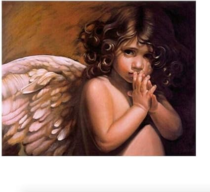 Bwhome Bebe Ange Peinture Coloriage Par Numero Image Mur Art Moderne Peinture A L Huile Numerique Blanc Ange Image Enfants Cadeau Diy Frame40x50cm Amazon Fr Jeux Et Jouets