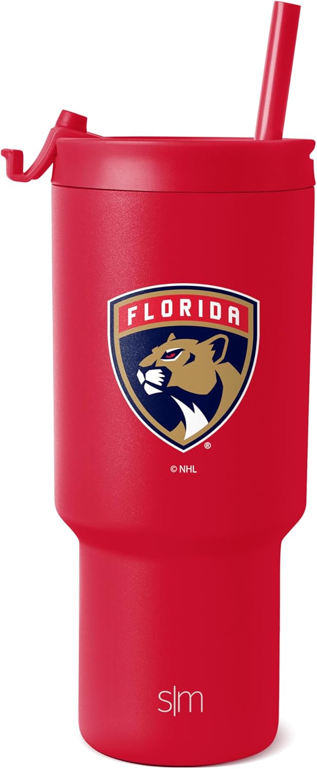 Simple Modern Officially Licensed NHL Florida Panthers 30 oz Tumbler with Flip Lid and Straws | Hockey Insulated Cup Stainless Steel | Gifts for Men Women | Trek Collection | Florida Panthers