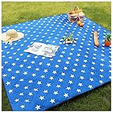Natuogo Sterne Picknickdecke blau, großer Garten im Freien Picknick Teppiche 200x300 cm tragbares leichte Familien Teppich Wandercampingzubehör Reisen Wesentliche Wesentliche, Gelb
