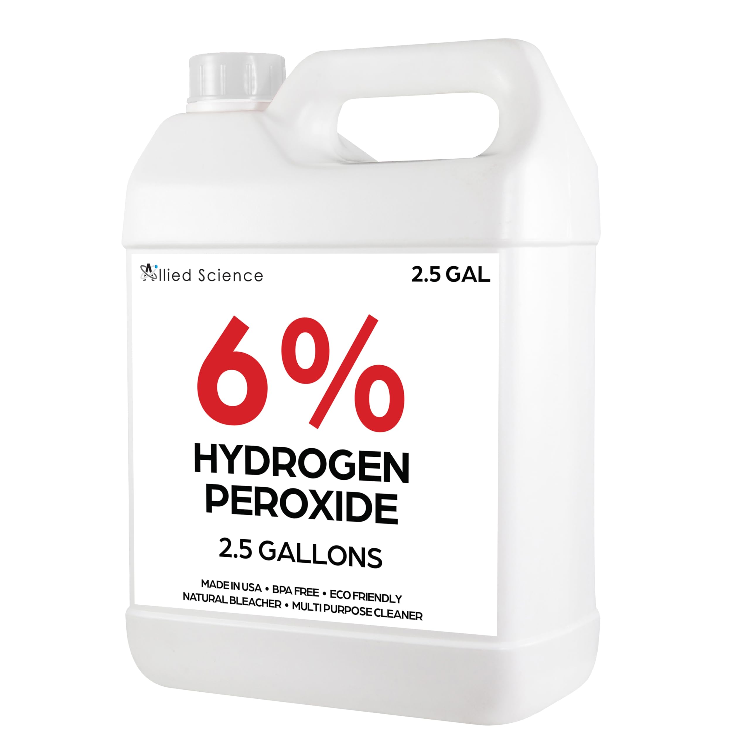 Allied Science 6% Hydrogen Peroxide, Food Grade H202 and Water, 2.5 Gallon